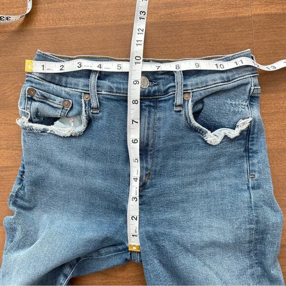 Agolde Women Sophie Ankle Skinny Pentacle Denim Jeans Blue High Waist Distressed - Picture 9 of 10